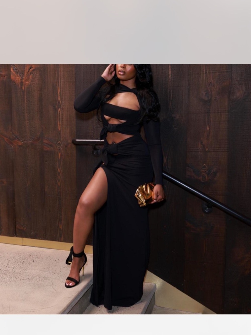 The Attico Black Cutout Maxi Dress with Front Tie